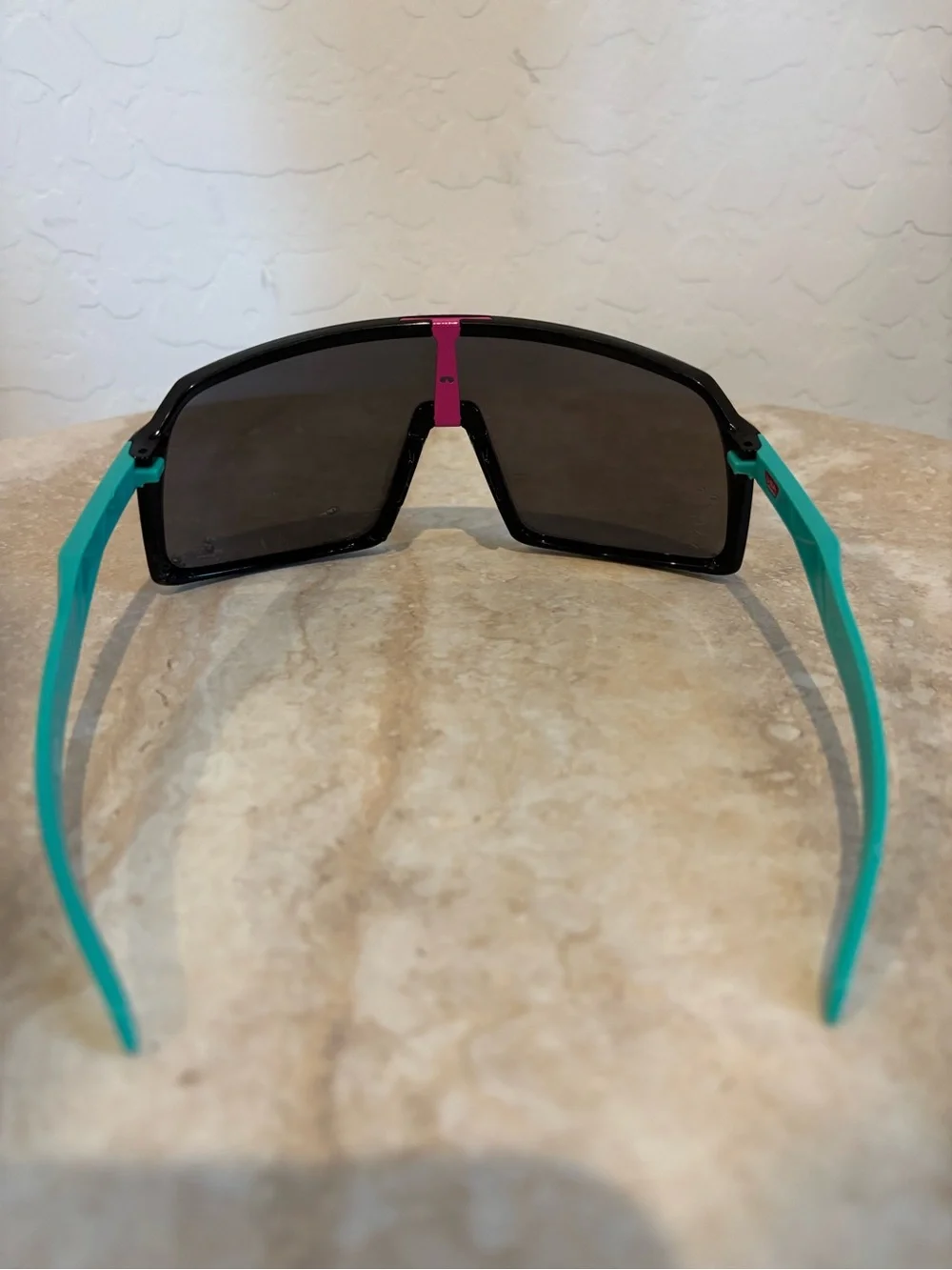 Oakley Sutro Oversized Shield Sunglasses in Black with Teal Temples